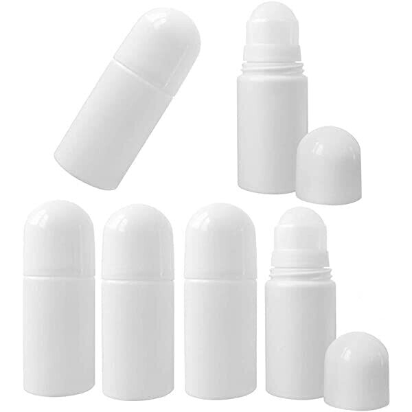 100ml White Roll-On Bottle with a White Cap and Inner Ball
