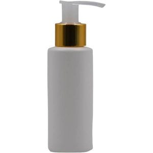 100ml Hdpe White Shoulder Bottle with Gold & White Lotion Pump Pack Of 100 Units