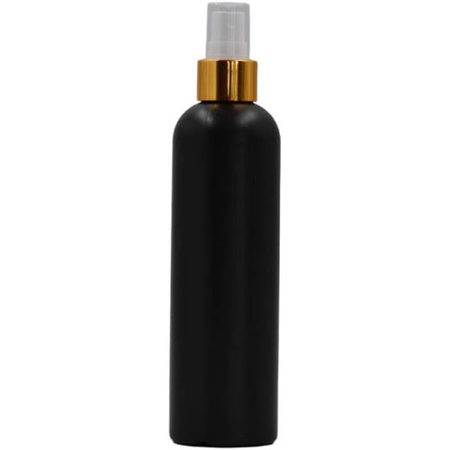 250ml Boston Black Bottle With Gold and White Mist Spray