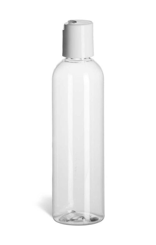 250ml Pet Clear Boston Bottle With White Disc Cap