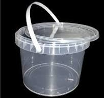 1Litre White Plastic Bucket with Lid