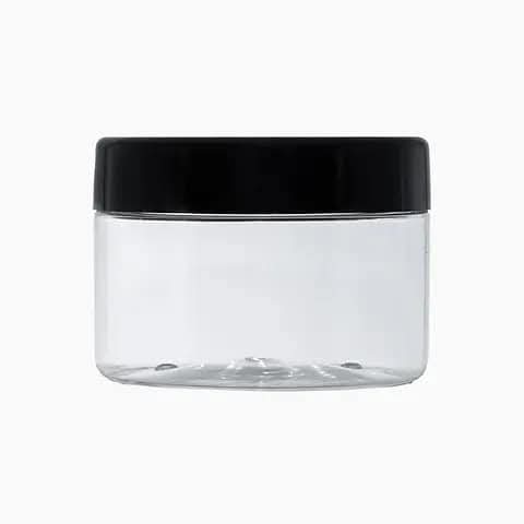 250g Clear Pet Cosmetic Jar With Black Lid