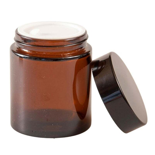100g Amber Glass Cosmetic Jar with a sleek black lid