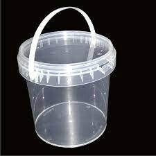 10Liters Clear Plastic Bucket With Lid 10 UNITS