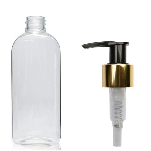 200ml Pet Clear Bottle With Gold Pump Pack Of 100 Units