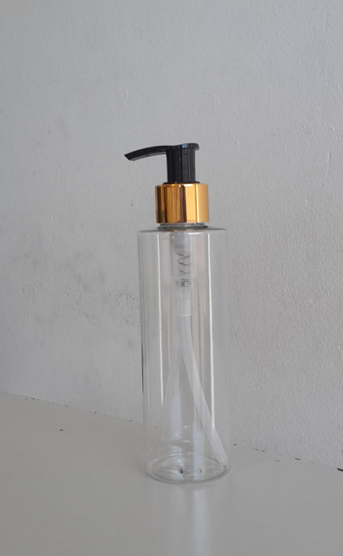 200ml Tall Shoulder Bottle with Gold Lotion Pump