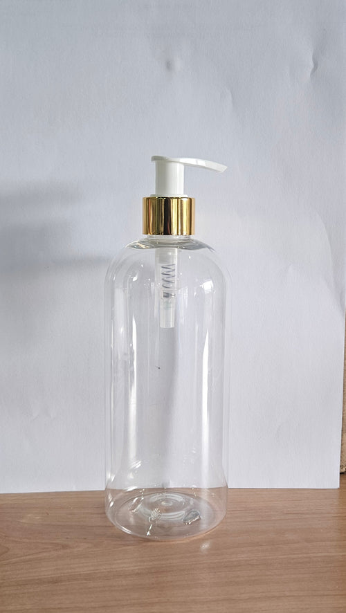 500ml Pet Squat Bottle With Gold White Lotion Pump