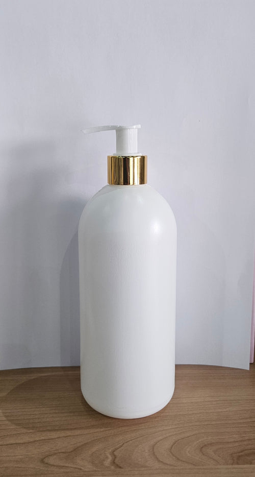 500ml Hdpe Boston White Bottle With Gold White Lotion Pump