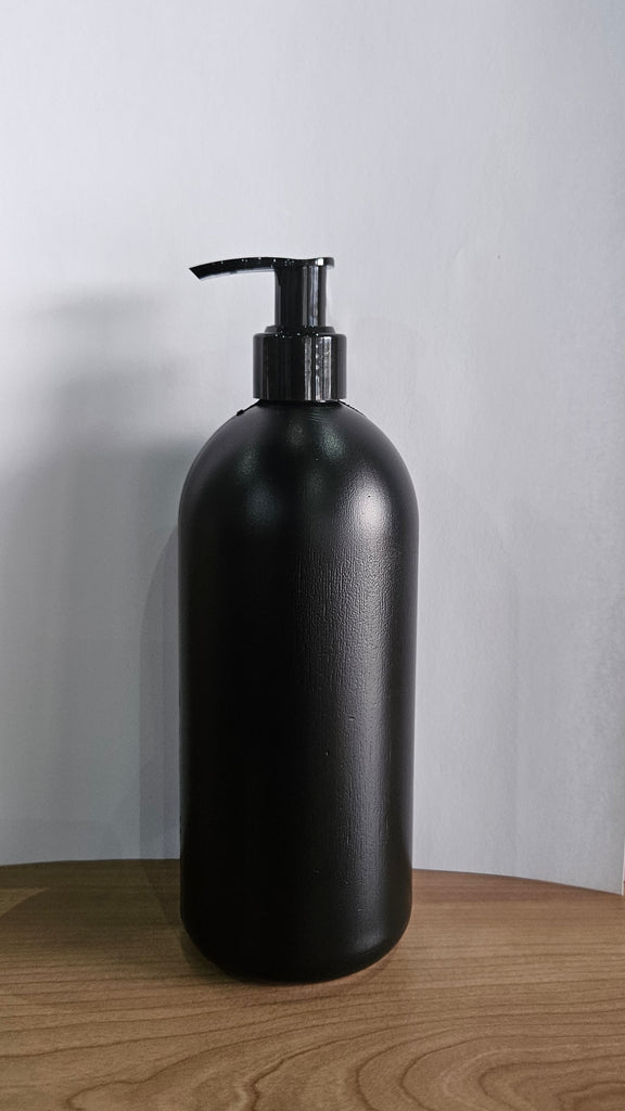 500ml Hdpe Boston Black Bottle With Black Lotion Pump
