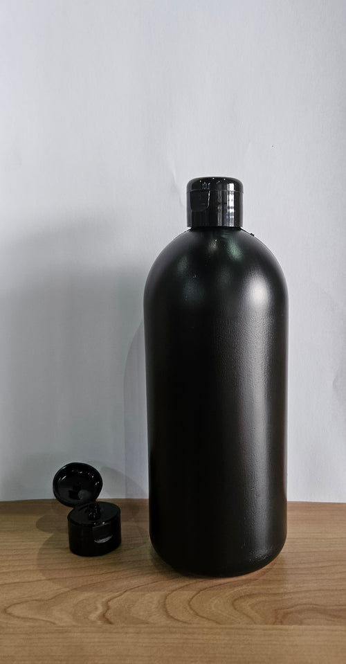 500ml Hdpe Boston Black Bottle With Black Flip Top Cap