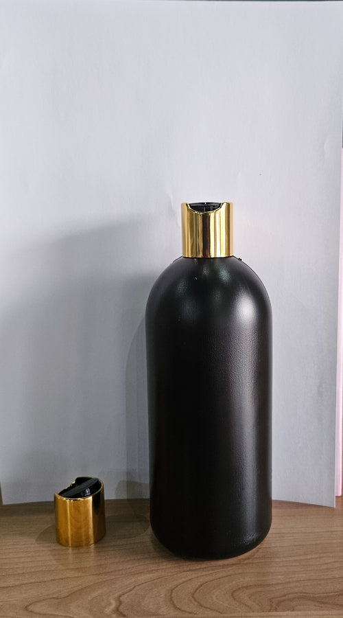 500ml Hdpe Boston Black Bottle With Gold Black Disc Cap Pack Of 50
