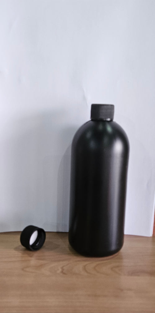 500ml Hdpe Boston Black Bottle With Black Screw Cap Pack Of 50