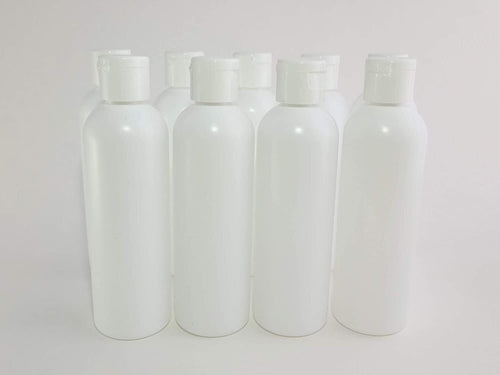 250ml HDPE Boston White Bottles White White Flip Top Cap sets of 50 units