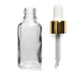 30ml Clear Glass Dropper Bottle with Gold White Pipette Pack Of 50 Units