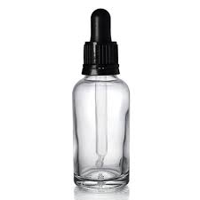 30ml Clear Glass Dropper Bottle with Black Pipette