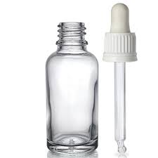 30ml Clear Glass Dropper Bottle with White Pipette
