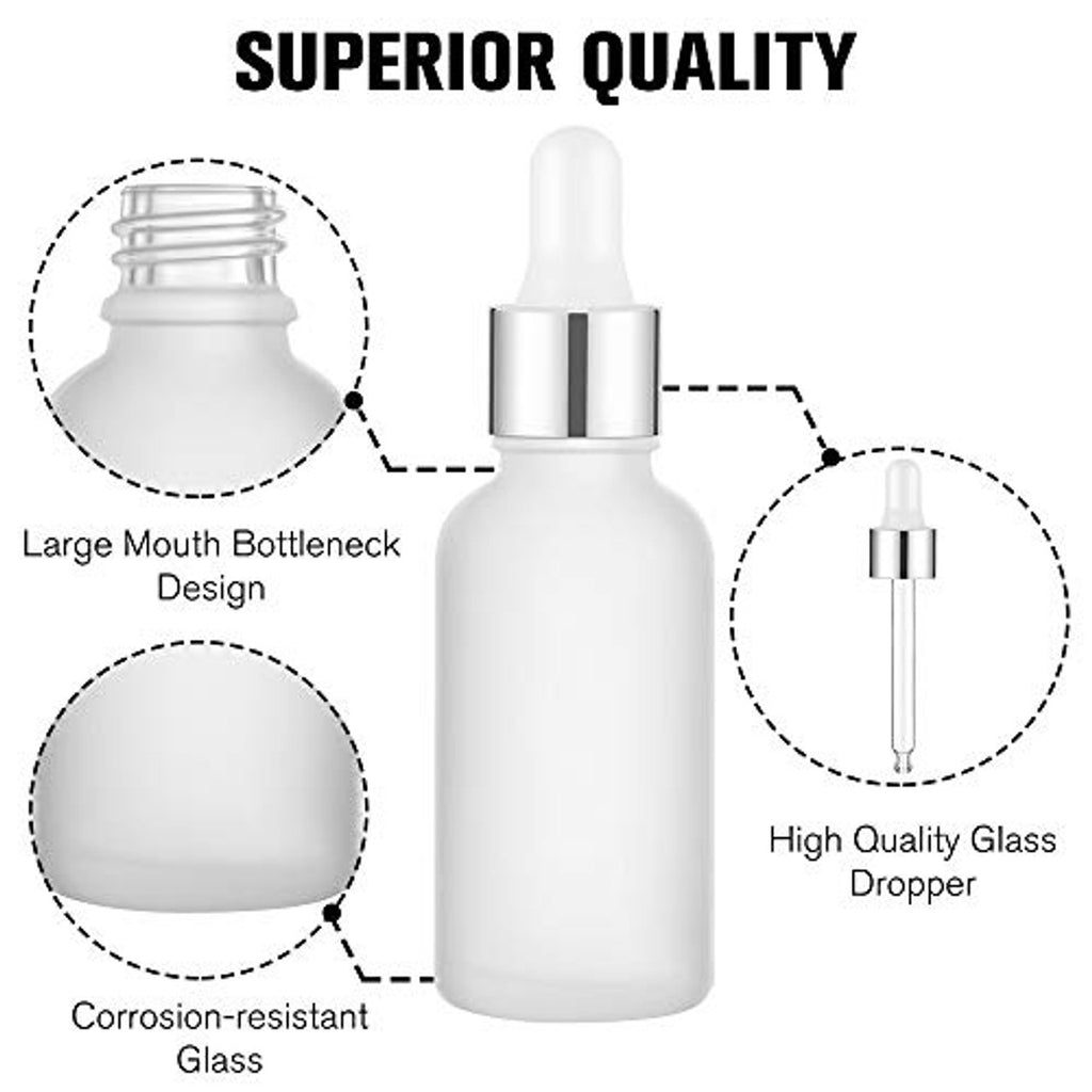 30ml Frosted Glass Dropper Bottle with Silver Pipette