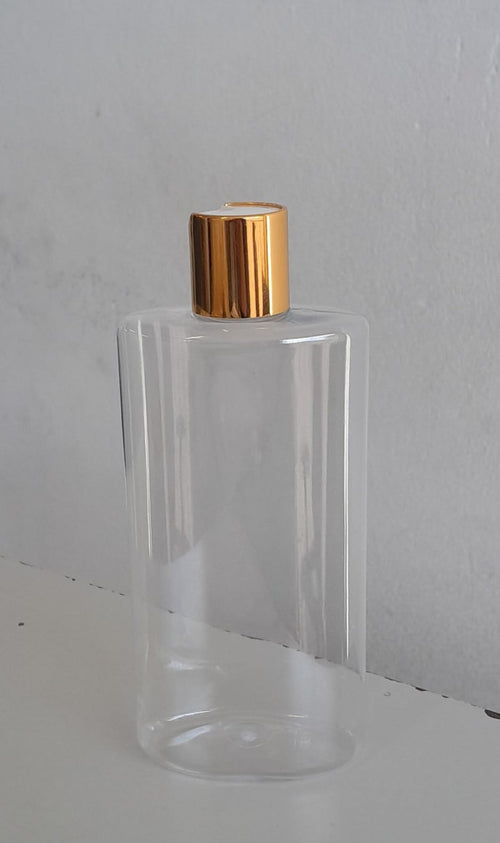 500ml Pet Clear Shoulder Bottle with Gold Disc Top Cap