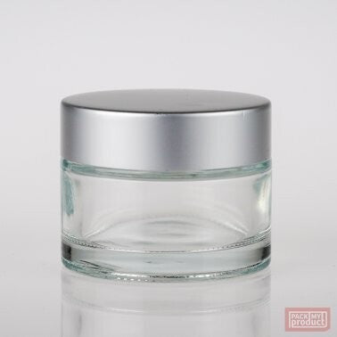 50g Clear Glass Jar with Silver Lid