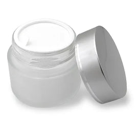 50ml Frosted Glass Jar With Silver Lid pack of 50