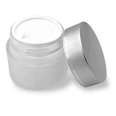 50ml Frosted Glass Jar With Silver Lid pack of 50