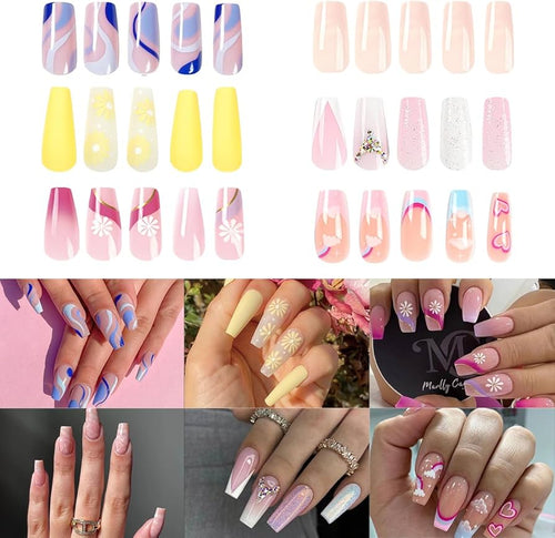 3 Pack Random Colour And Style Press On Nails