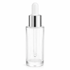 30ml Clear Flat Shoulder Glass Dropper Bottle with Silver White Pipette Pack Of 100 Units