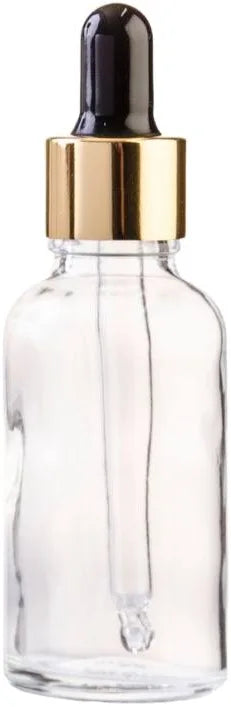 30ml Clear Glass Dropper Bottle with Gold Black Pipette Pack Of 115 Units
