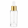 30ml Clear Shoulder Glass Dropper Bottle with Gold White Pipette Pack Of 115 Units