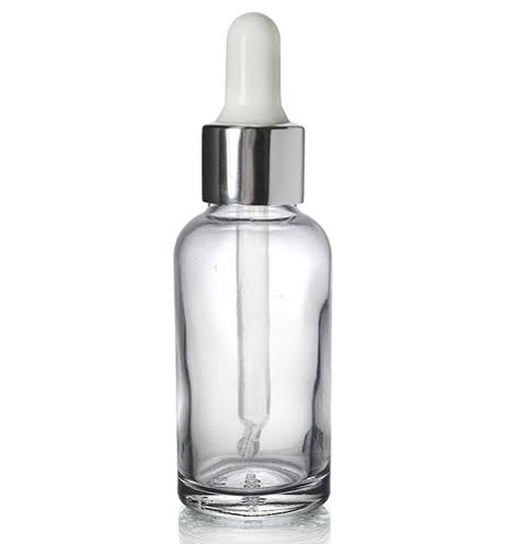 30ml Clear Glass Dropper Bottle with Silver White Pipette Pack Of 115 Units